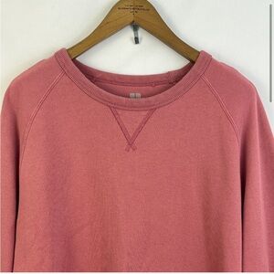 Uniqlo Mens Sz M Crew Neck Sweatshirts Pink Salmon Long Sleeve Fall Winter